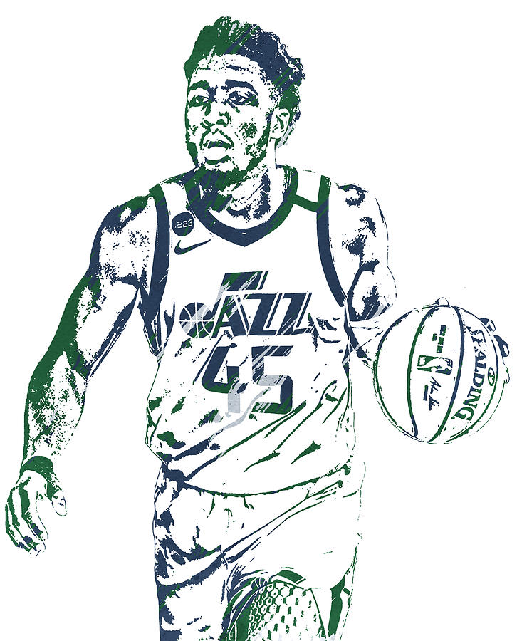 Donovan mitchell utah jazz watercolor strokes pixel art mixed media by joe hamilton