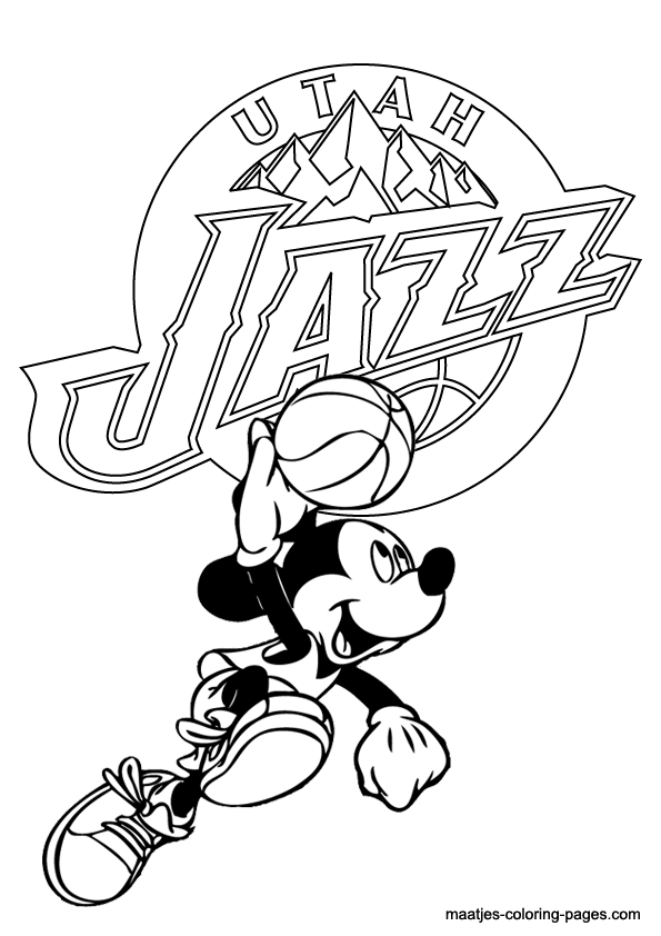 Utah jazz and mickey mouse coloring pages
