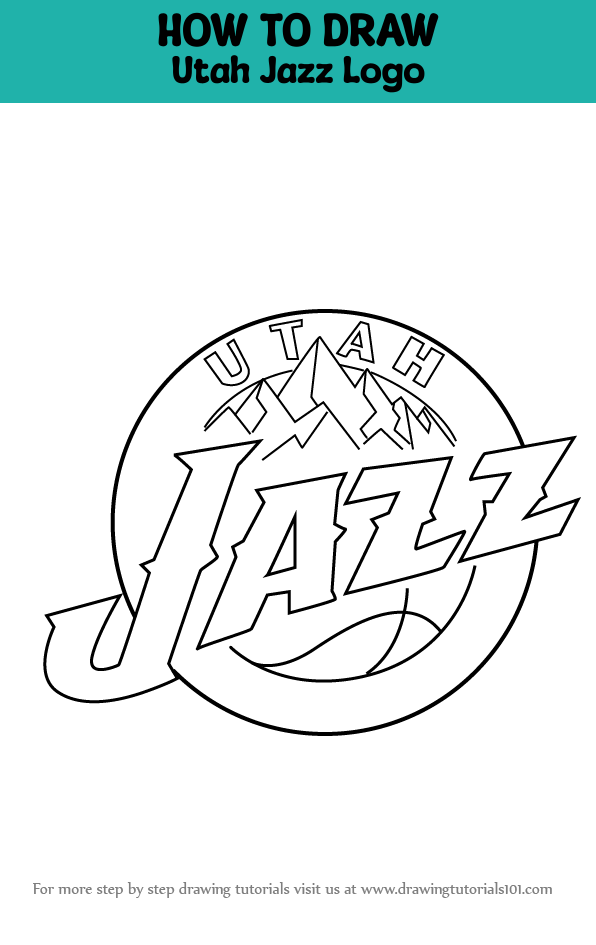 How to draw utah jazz logo nba step by step