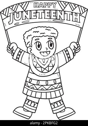 Happy afro boy isolated coloring page for kids stock vector image art