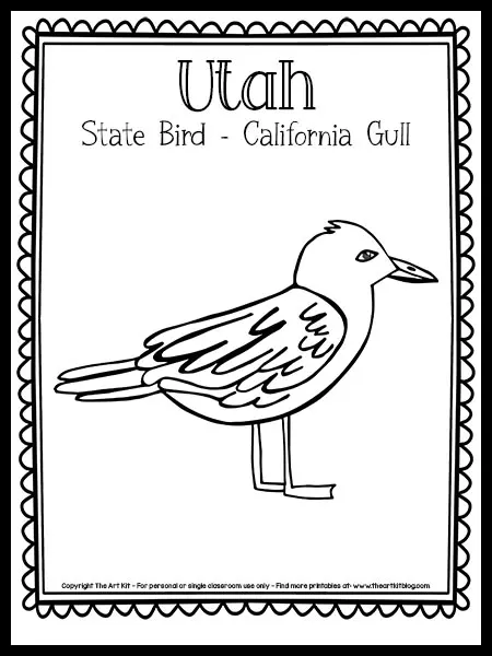 Utah state bird coloring page california gull free printable â the art kit