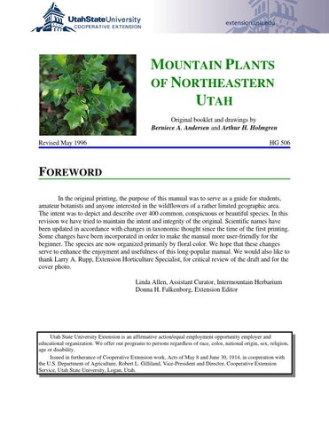 Mountain plants of northeastern utah by utah state university extension