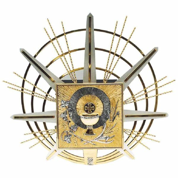 Wall mounted tabernacle large size cm x x inch grapes and ears of corn bicolour brass for church