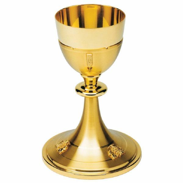 Liturgical chalice h cm inch grapes and ears of corn brass for holy mass sacramental wine