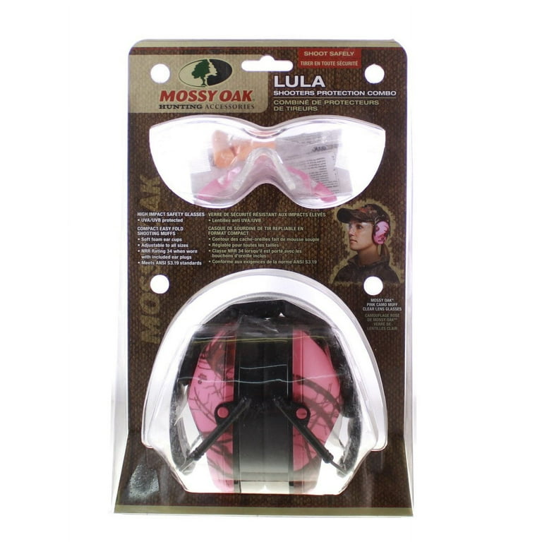 Mossy oak lula shooters bo pink shooting earmuff earplugs and glasses nrr