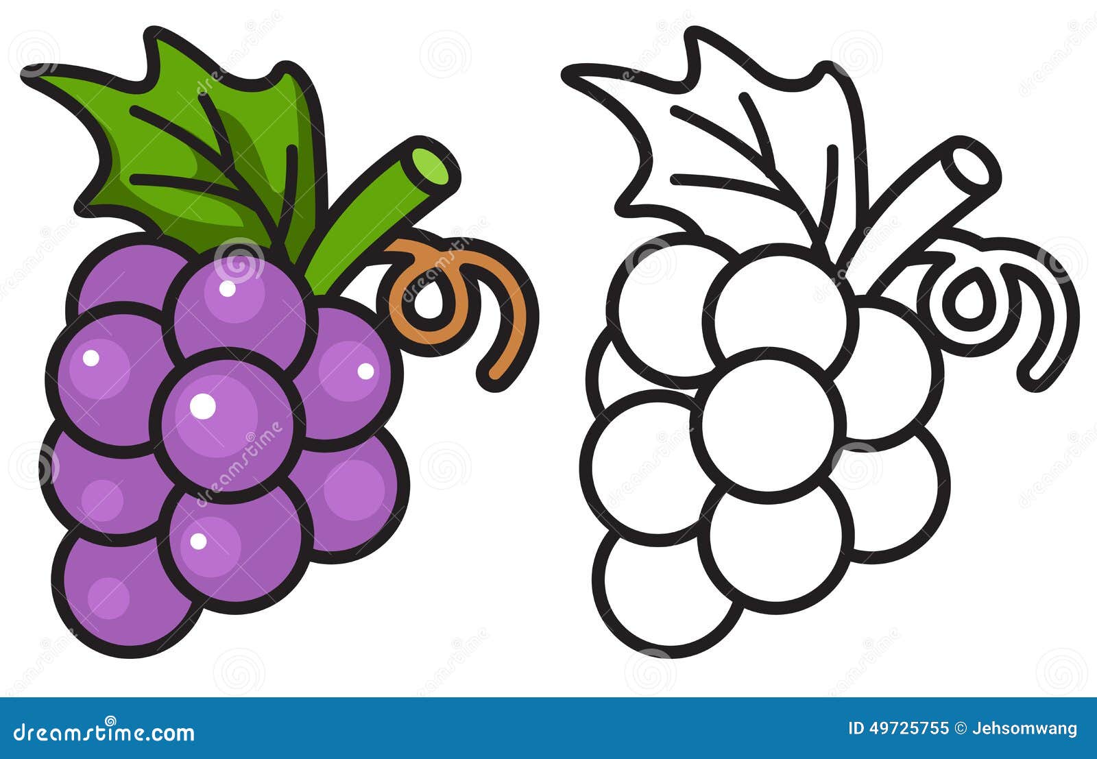 Uvas coloridas y blancos y negros para el libro de colorear ilustraciãn del vector