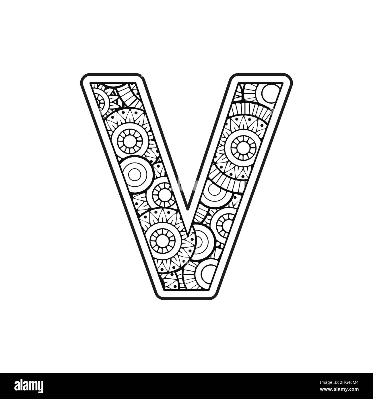 Letter v coloring pages stock vector images