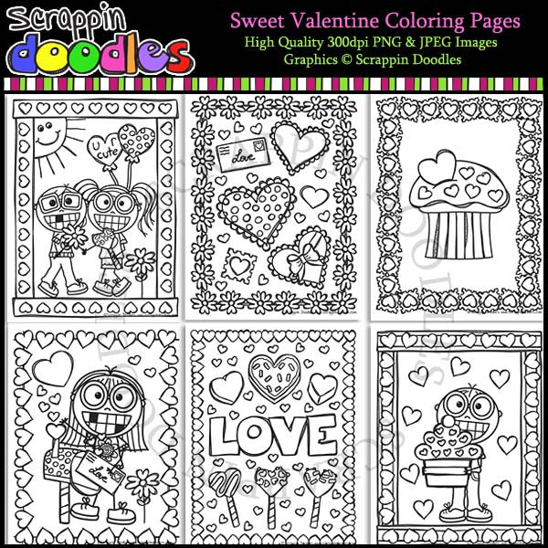 Sweet valentine coloring pages â scrappin doodles