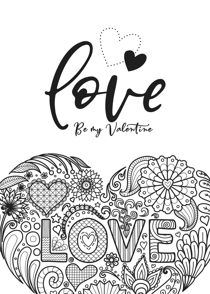 Be my valentine coloring book for adults printbook â monsoon publishing usa