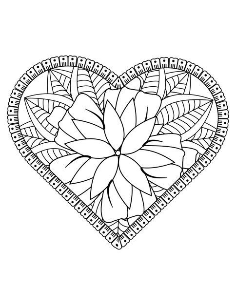 Premium vector heart coloring page for adult and kids love coloring vector valentine pattern design valentine