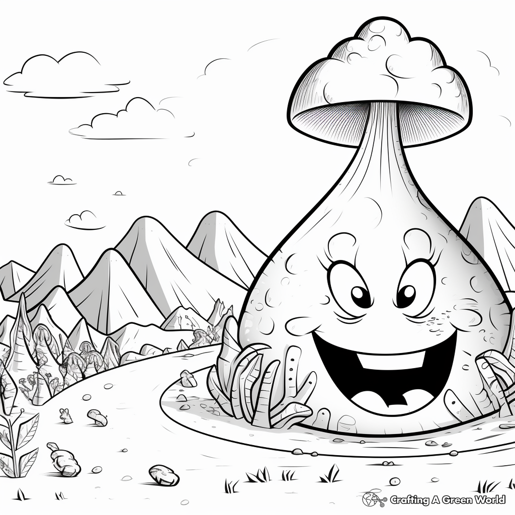 V is for volcano coloring pages