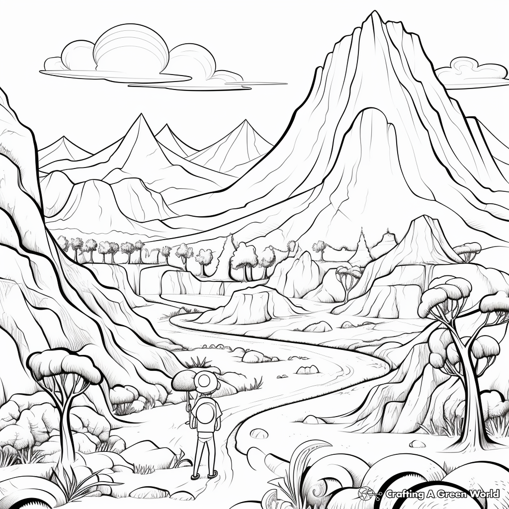 V is for volcano coloring pages