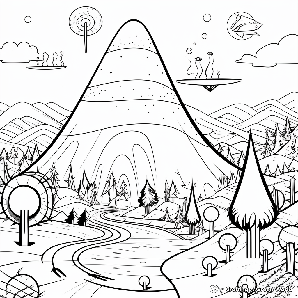 V is for volcano coloring pages