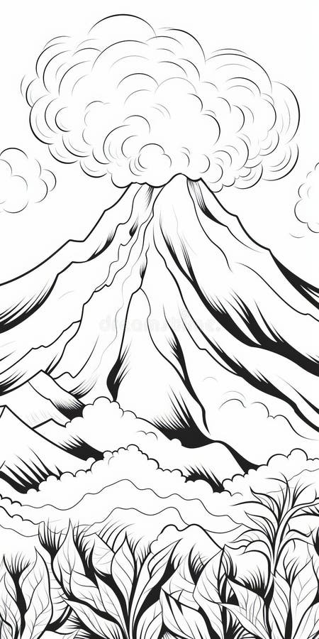 Coloring page volcano stock illustrations â coloring page volcano stock illustrations vectors clipart