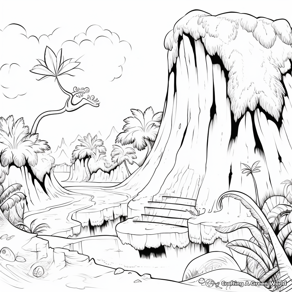 V is for volcano coloring pages