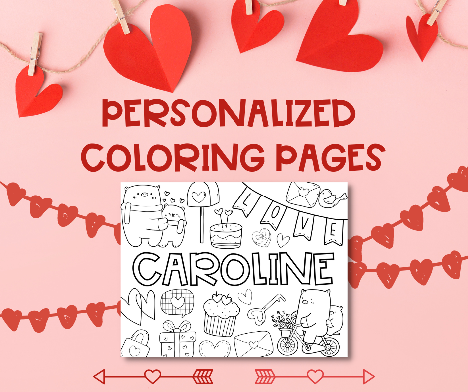 Personalized valentines day coloring page â newport home decor