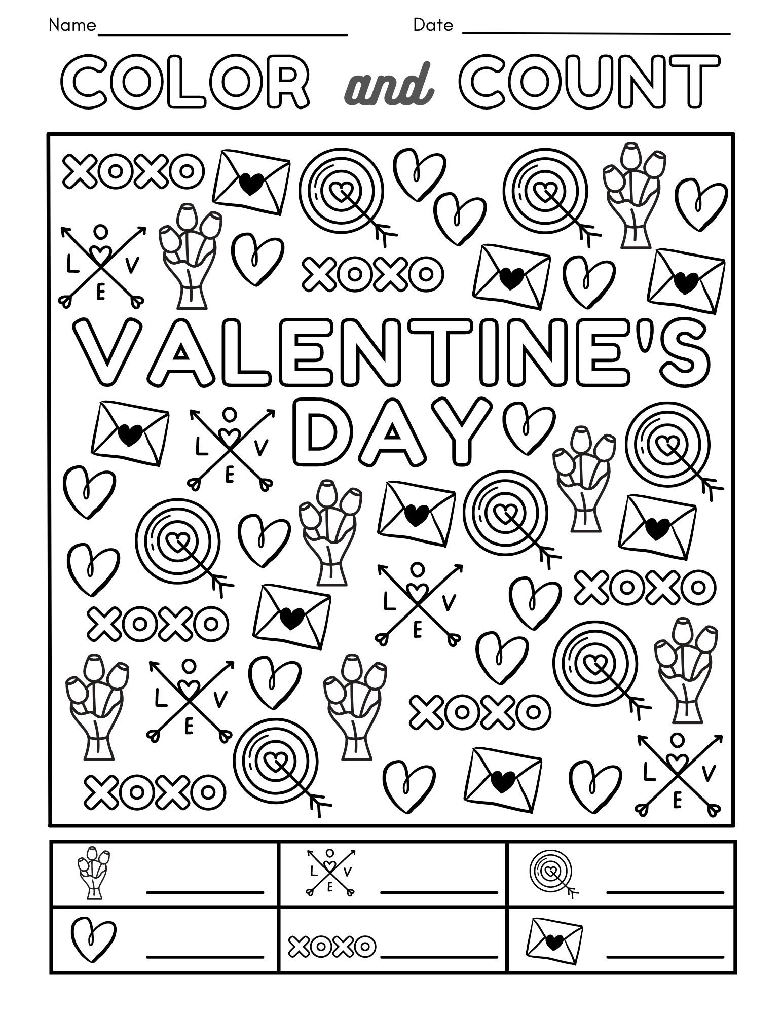 Valentines activity and coloring sheets for fun