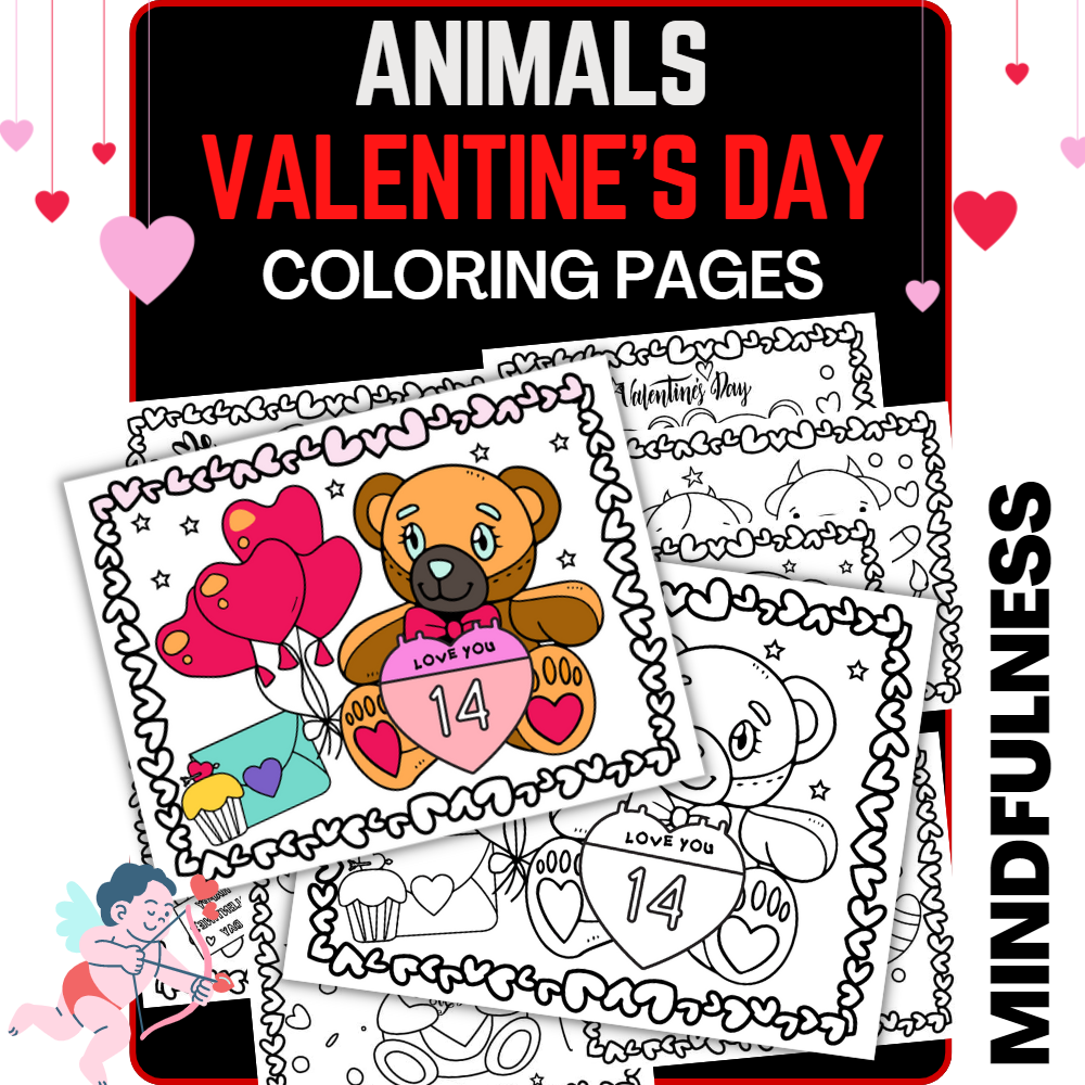 Cute animals valentines day coloring book for kids made by teachers