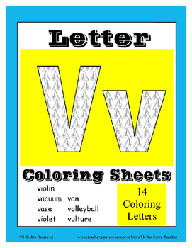 Alphabet coloring pages for the letter v beginning sound pictures for v