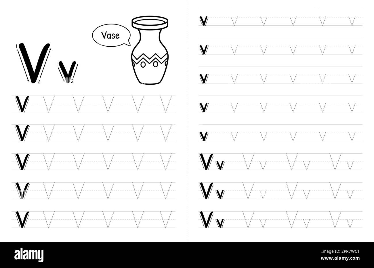 Tracing letter v hi