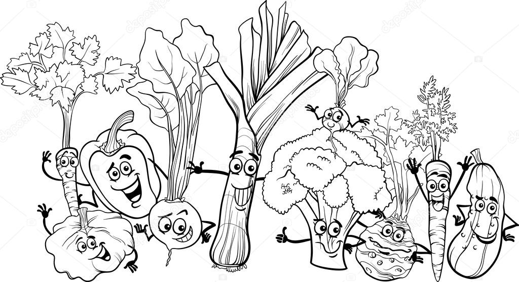 Cartoon vegetables for coloring book stock vector by izakowski