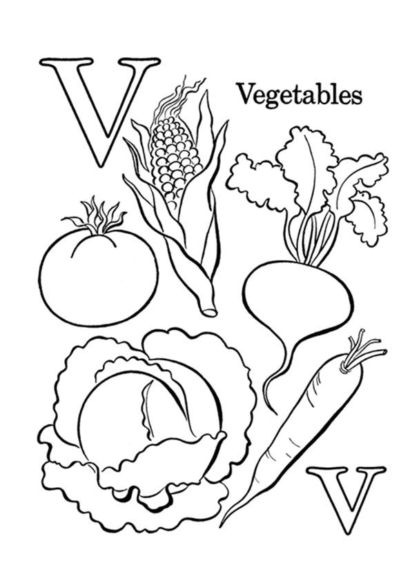 Coloring page free coloring pages letter v crafts vegetable coloring pages
