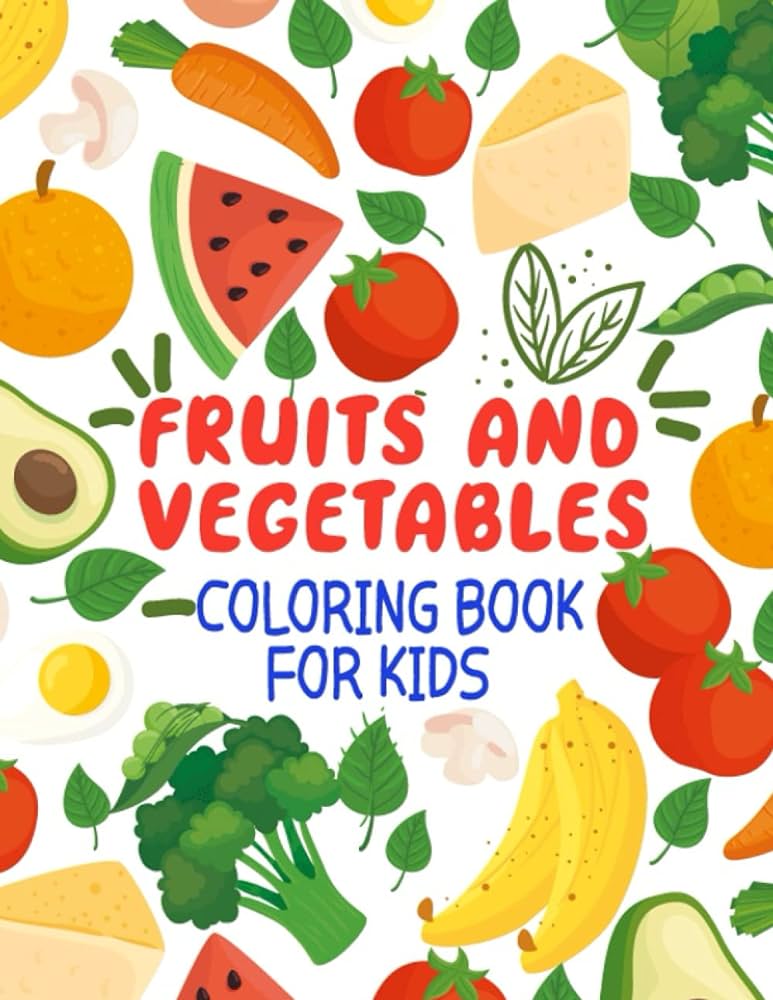Fruits and vegetables coloring book by coloringz happy
