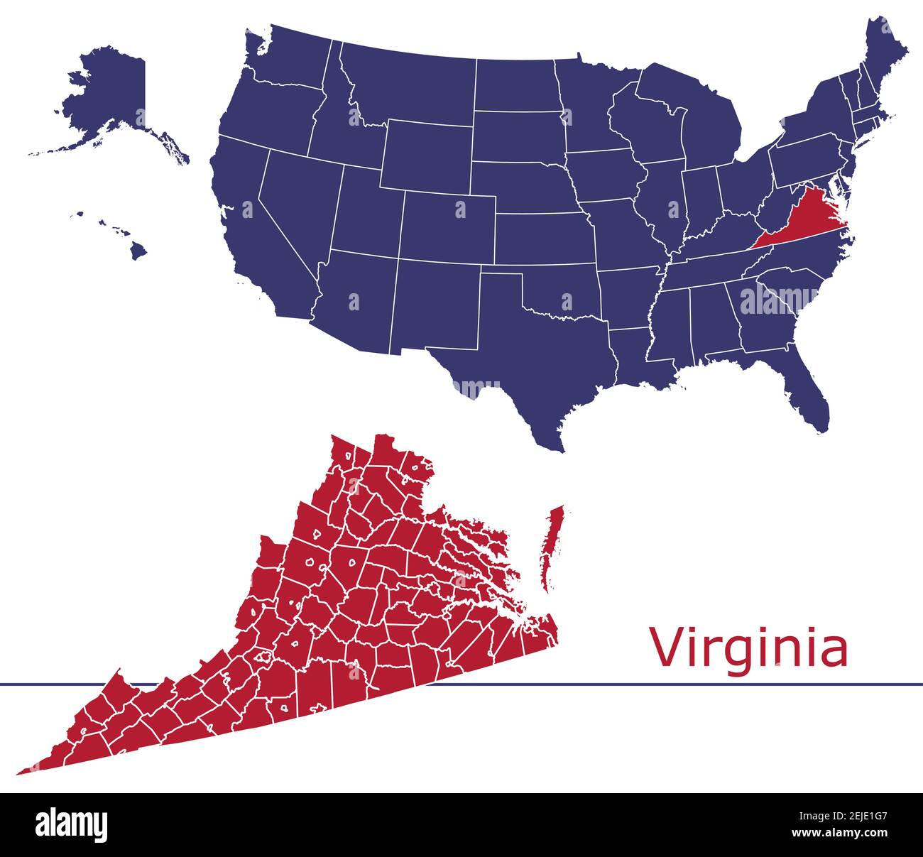 Virginia state map hi