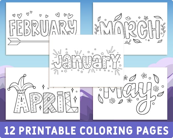 Pãginas para colorear de nombres de meses imprimibles para niãos libro para colorear de los meses del aão actividad de fiesta