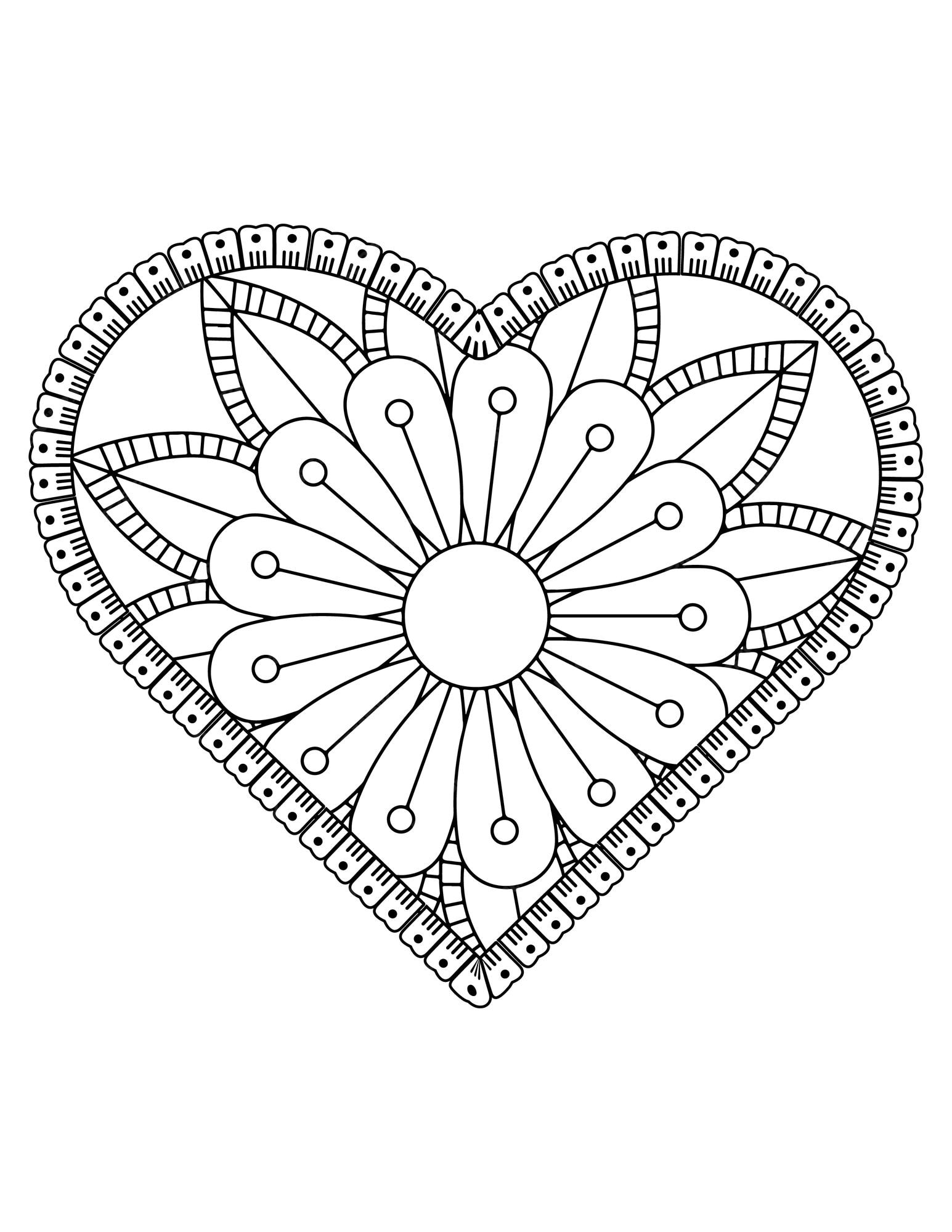 Premium vector heart coloring page for adult and kids love coloring vector valentine pattern design valentine