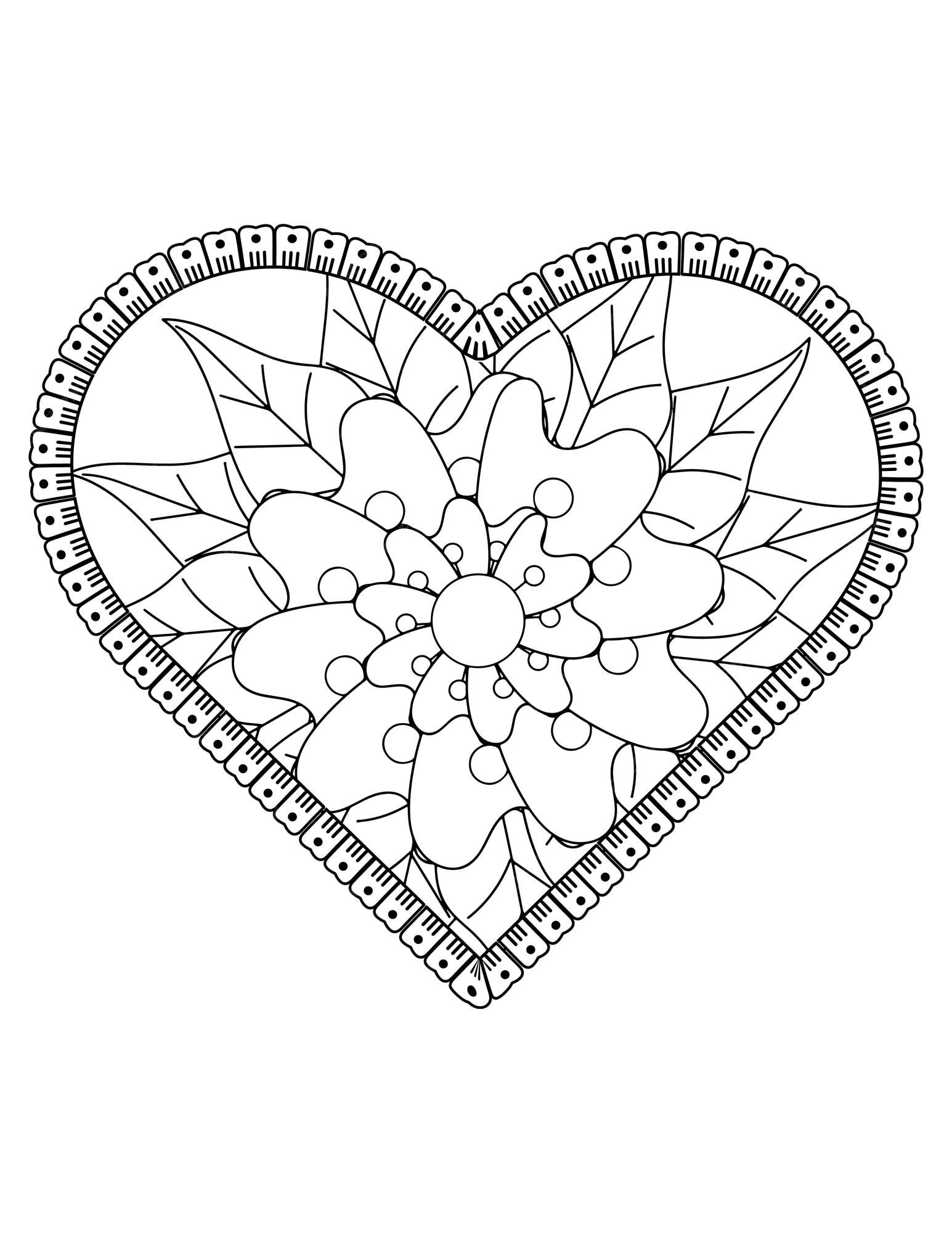 Premium vector heart coloring page for adult and kids love coloring vector valentine pattern design valentine