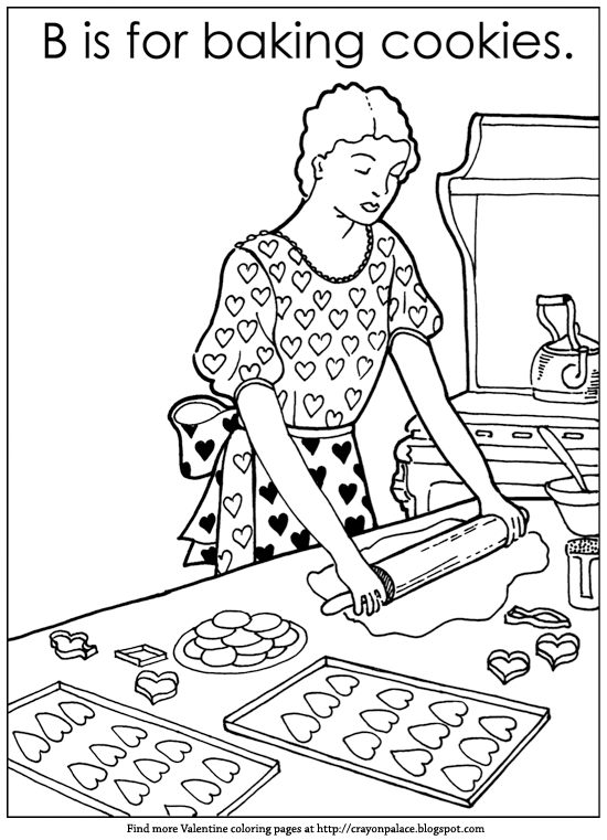 Crayon palace b is for baking cookies alphabet coloring page