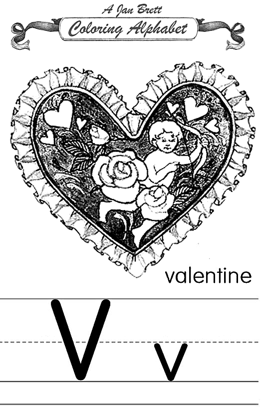 Coloring alphabet traditional valentine