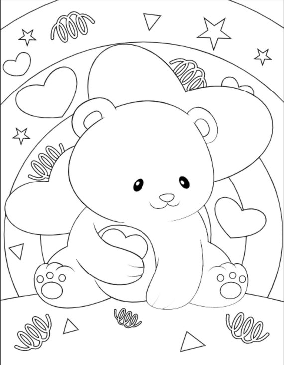 Cute valentine animals coloring pages set