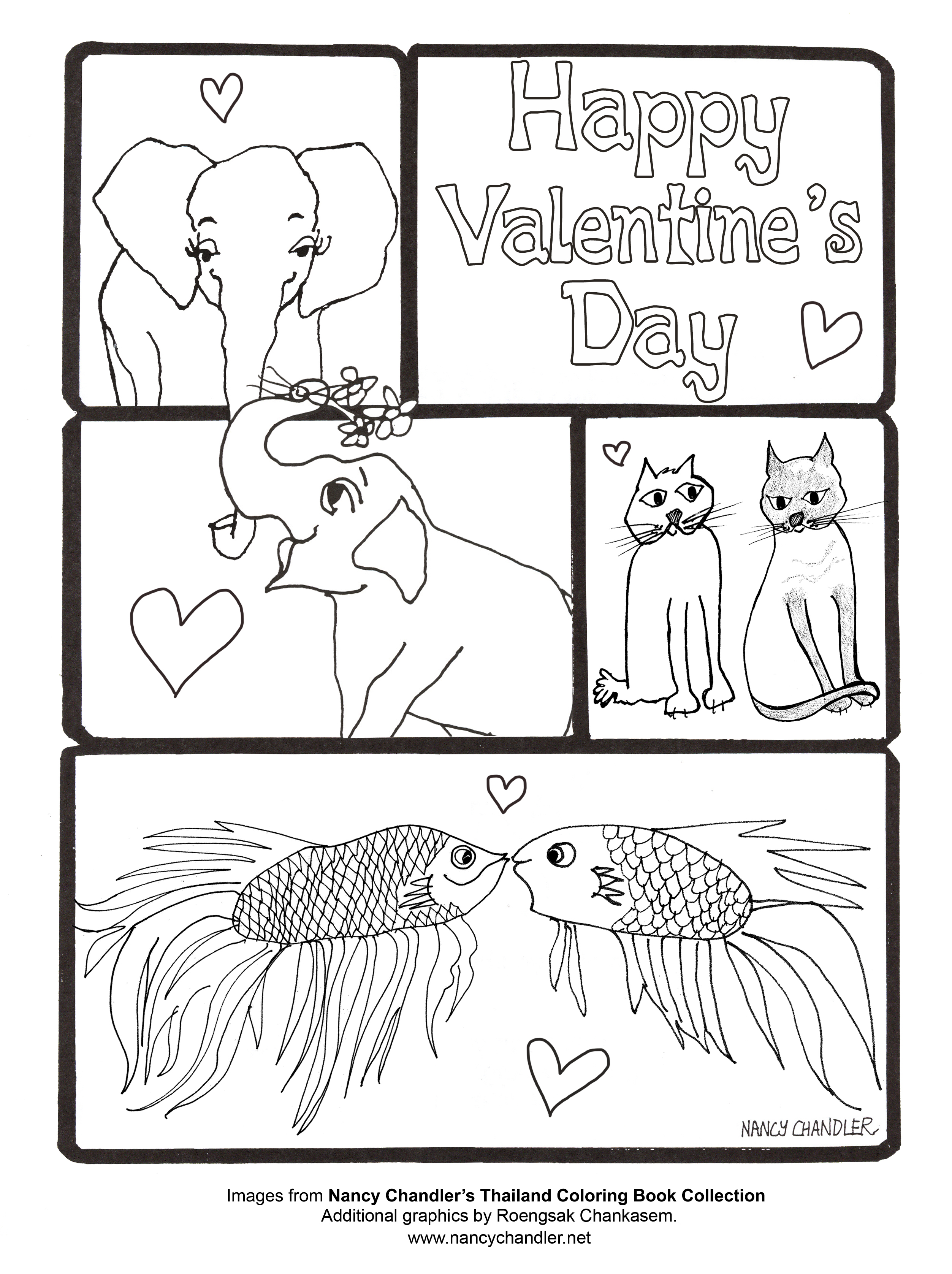 Valentine animal free coloring page