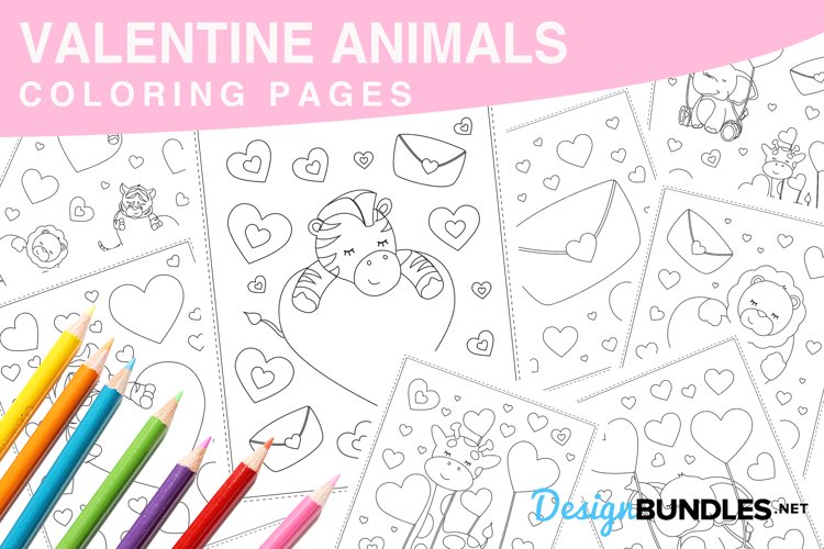 Valentine animals coloring pages