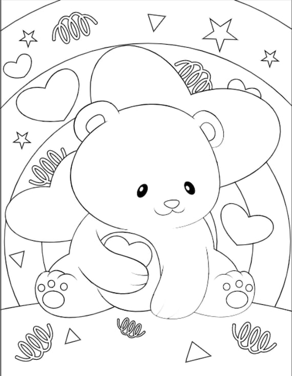 Cute valentine animals coloring pages set