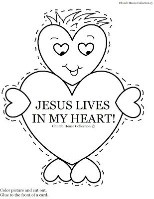 Church house collection blog valentines day heart card craft jesus lives in my heartâ valentines school sunday school valentines sunday school coloring pages