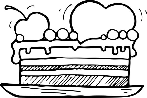 Drawing of valentine birthday cakes stock illustrations royalty