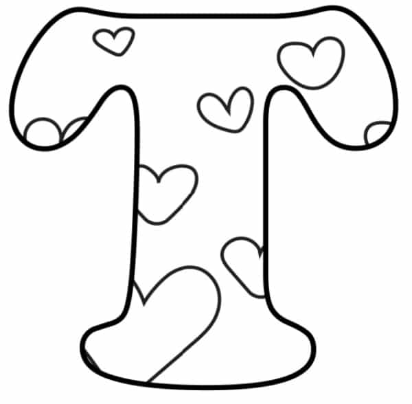 Free printable valentine bubble letters bubble letter t