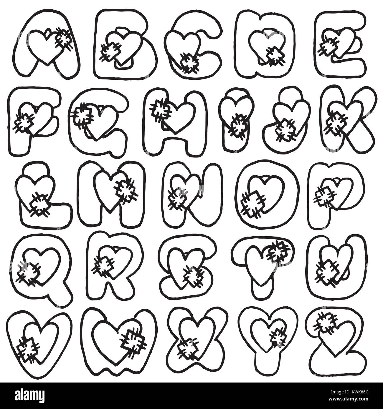 Valentine day alphabet vector illustration hi