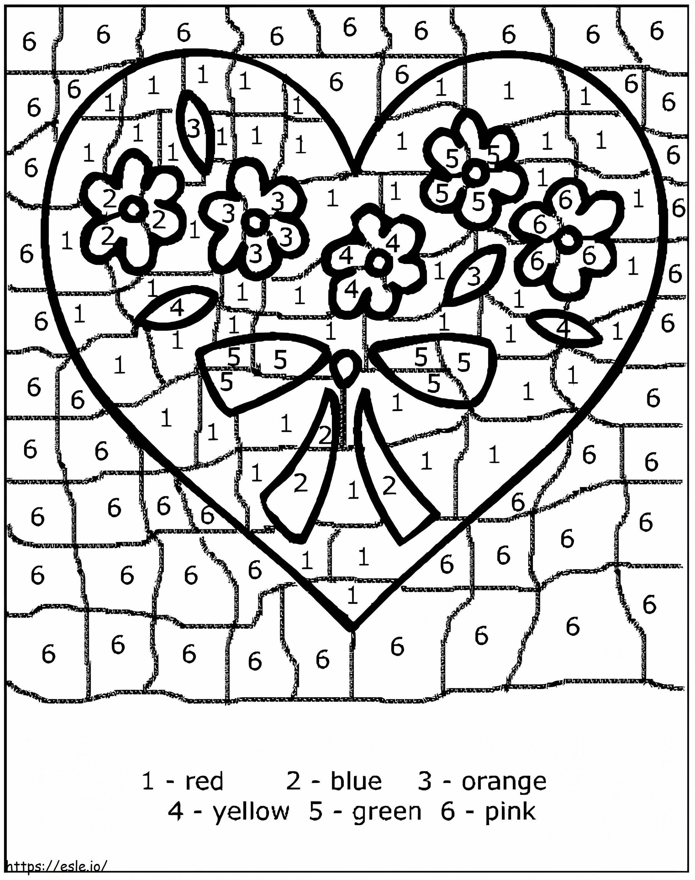 Heart for valentine color by number coloring page
