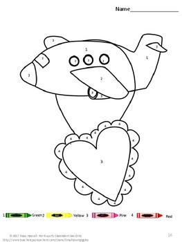 Valentines day color by number worksheets kindergarten math coloring pages