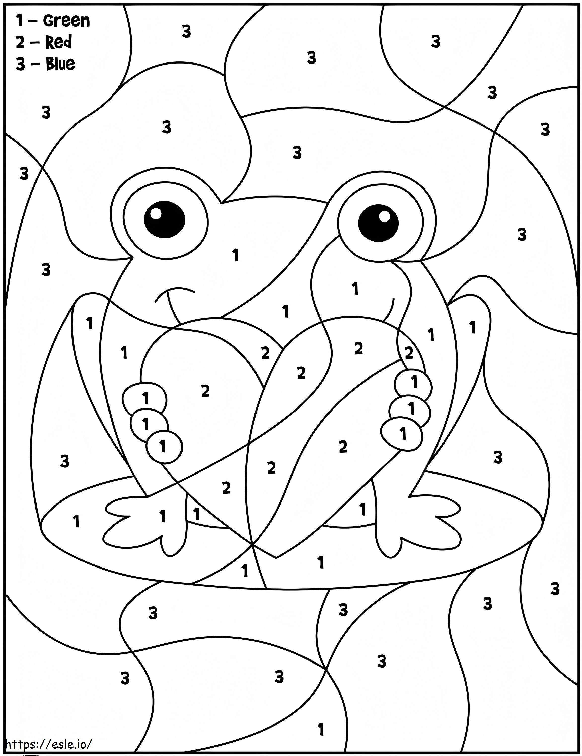 Valentine frog color by number coloring page