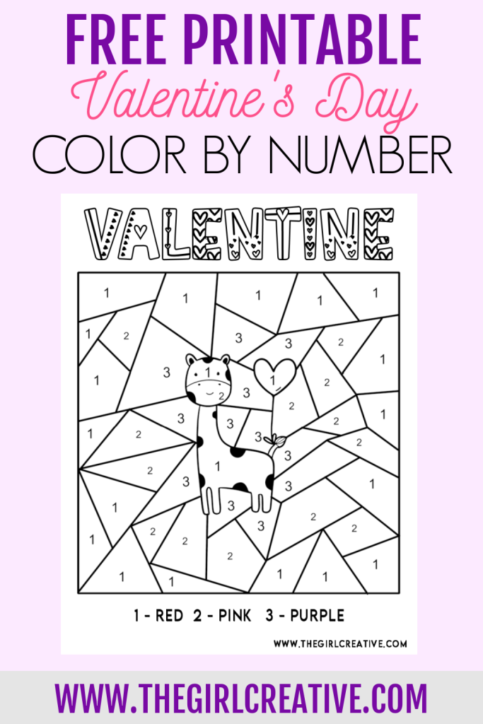 Free printable color by number valentine pages
