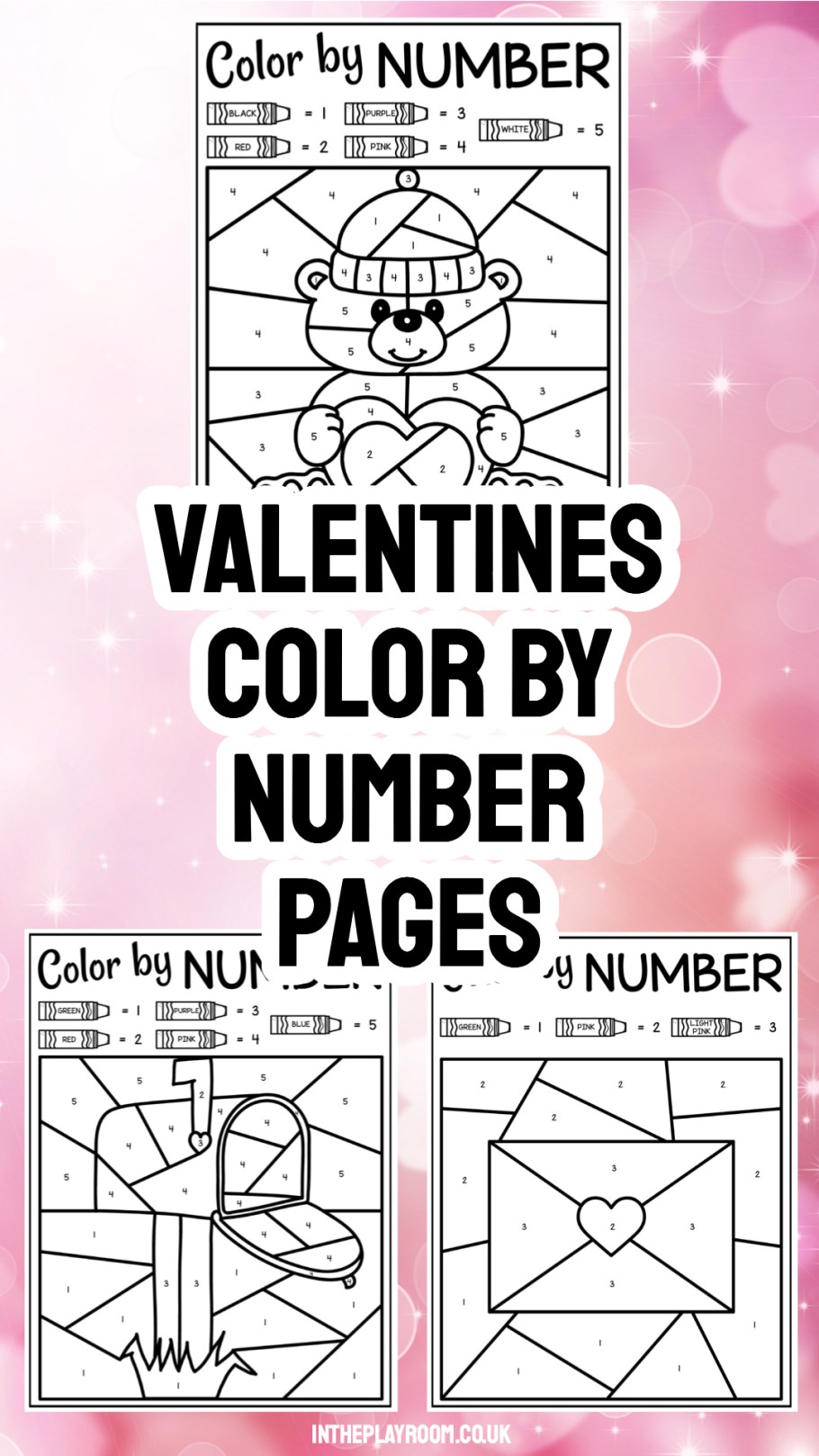 Valentines lor by number printables for kids