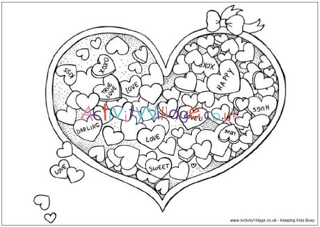 Valentine candy louring page
