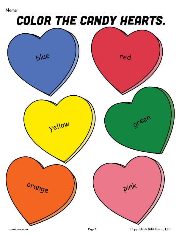 Printable candy hearts valentines day coloring page â