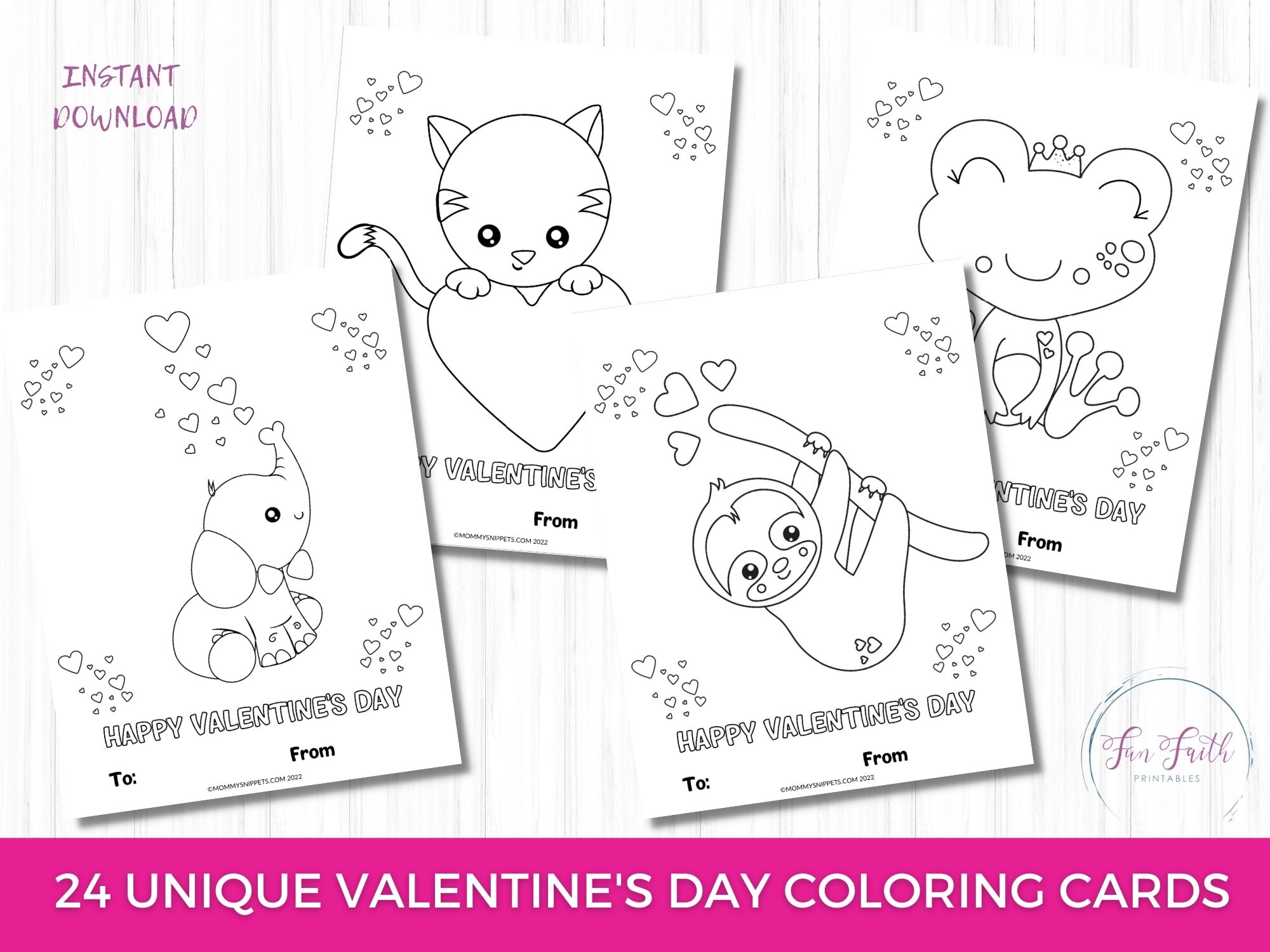 Printable valentines day cards to color