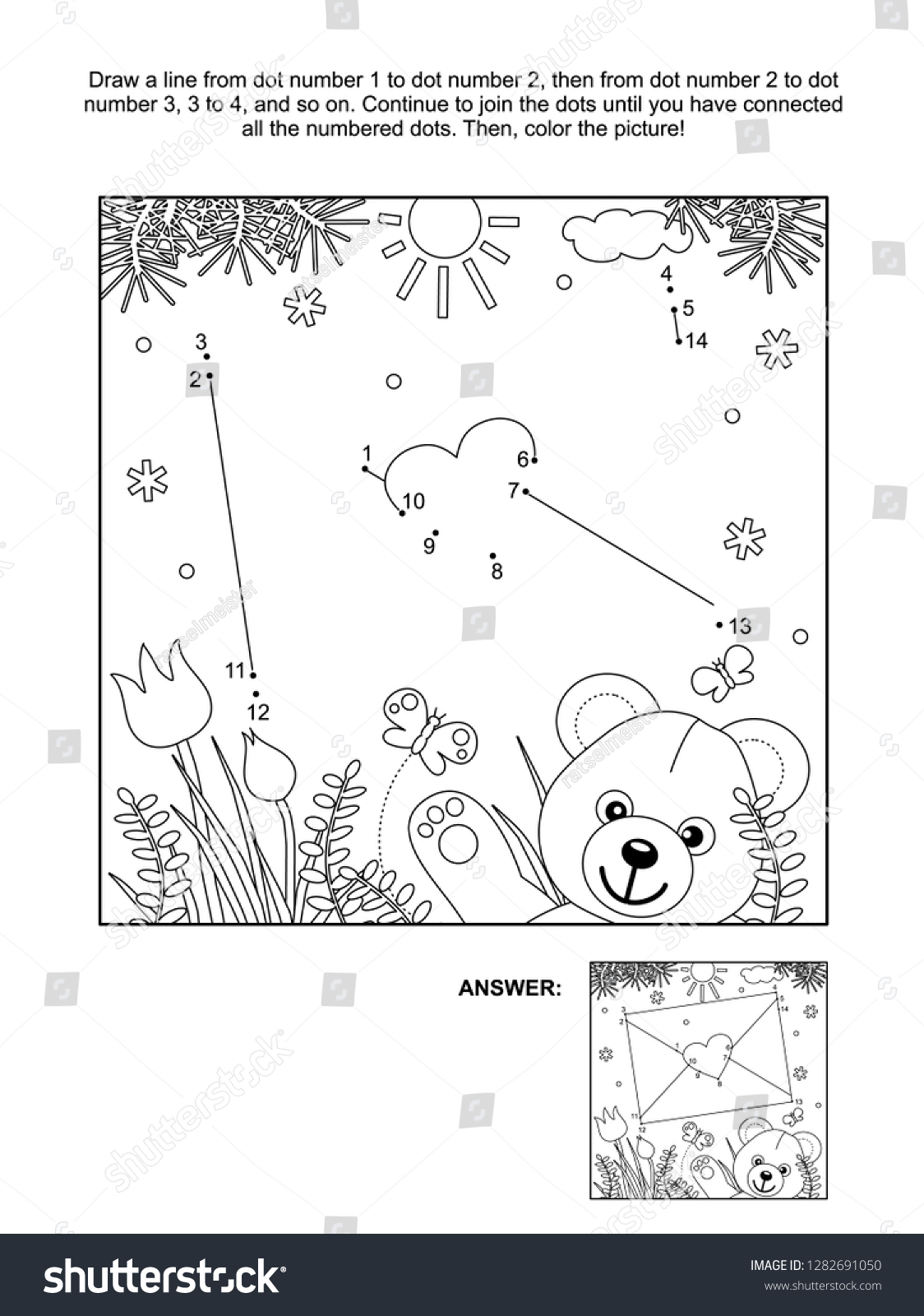 Valentines day themed connect dots picture stock vector royalty free